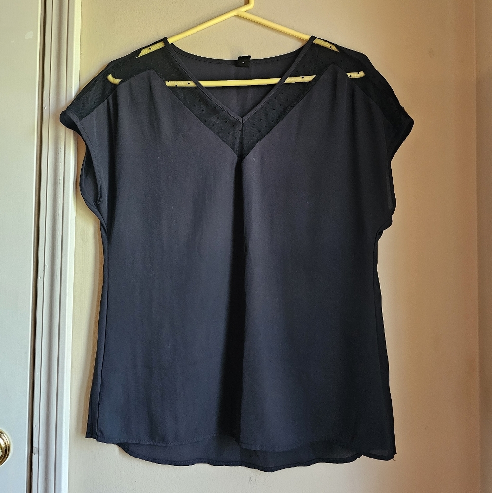 Black Blouse with Cap Sleeves